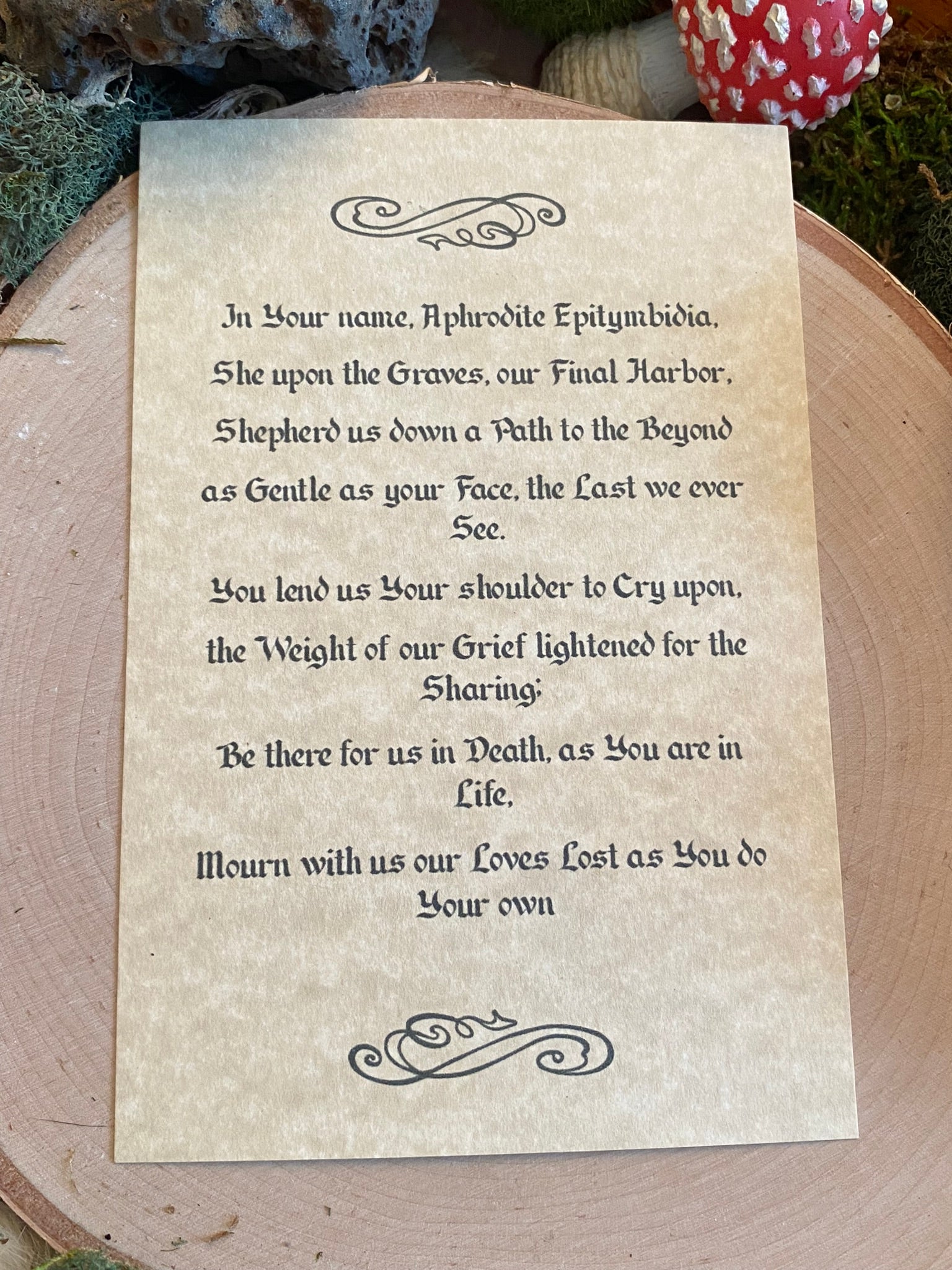 Aphrodite Epitymbidia Prayer Card