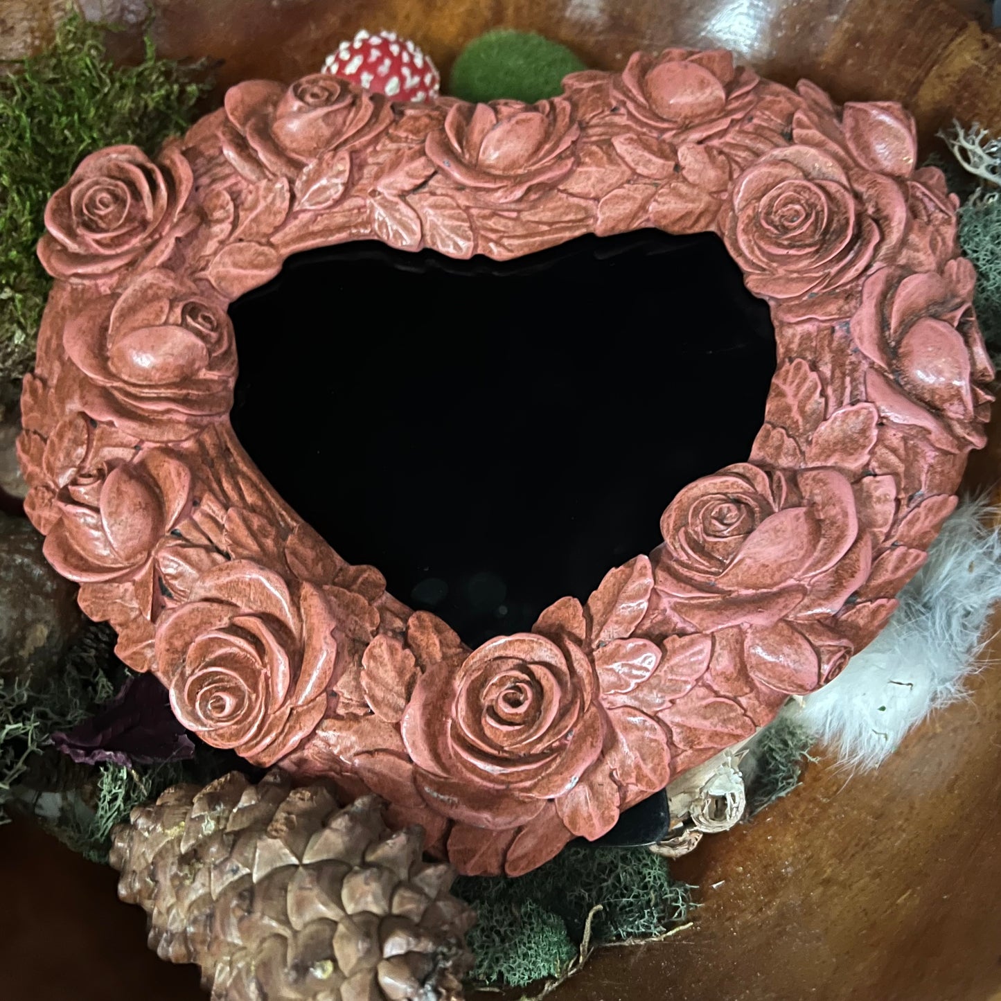 Rose-Wreathed Heart Scrying Mirror