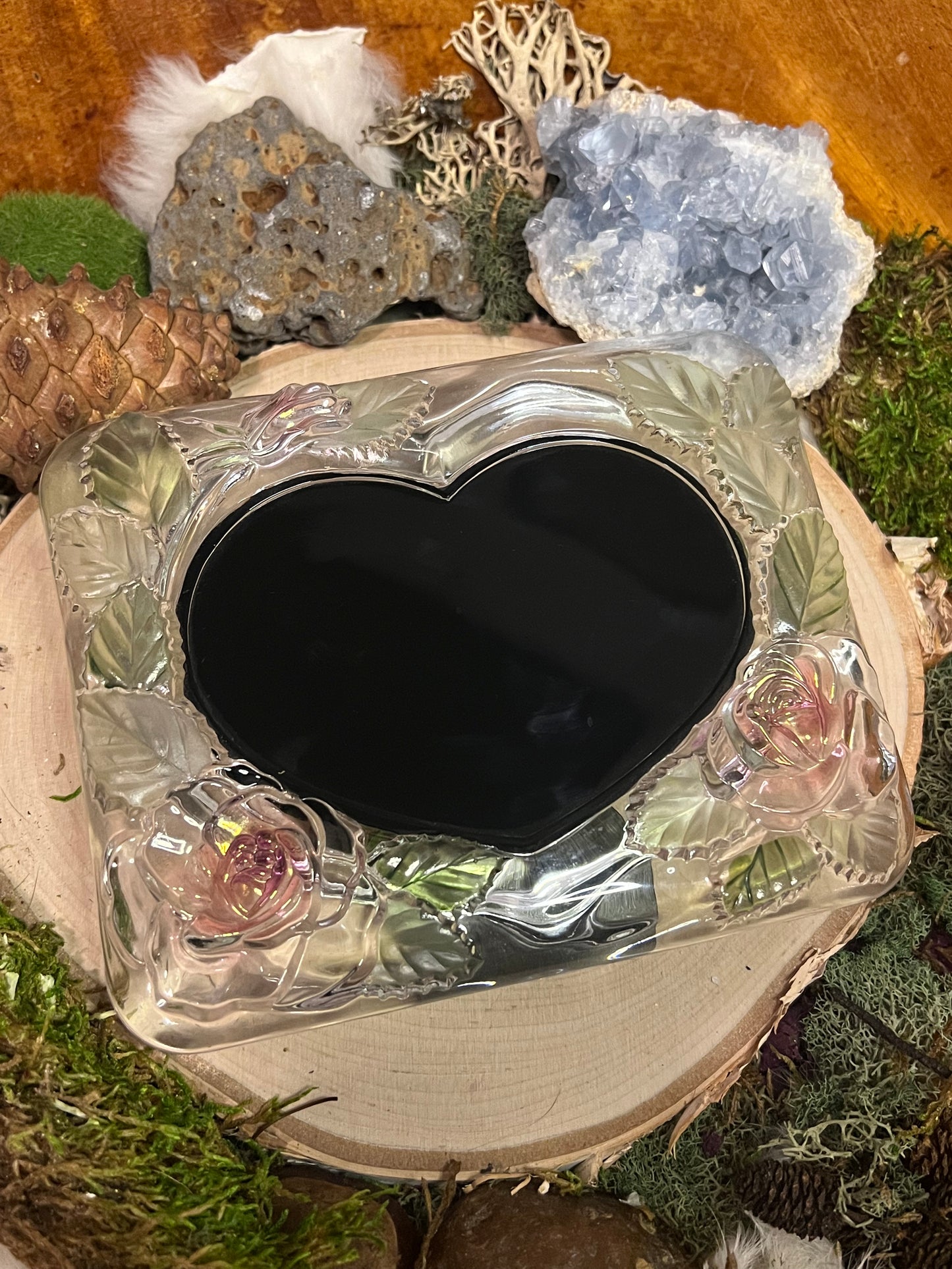 Rose-Wreathed Heart Scrying Mirror