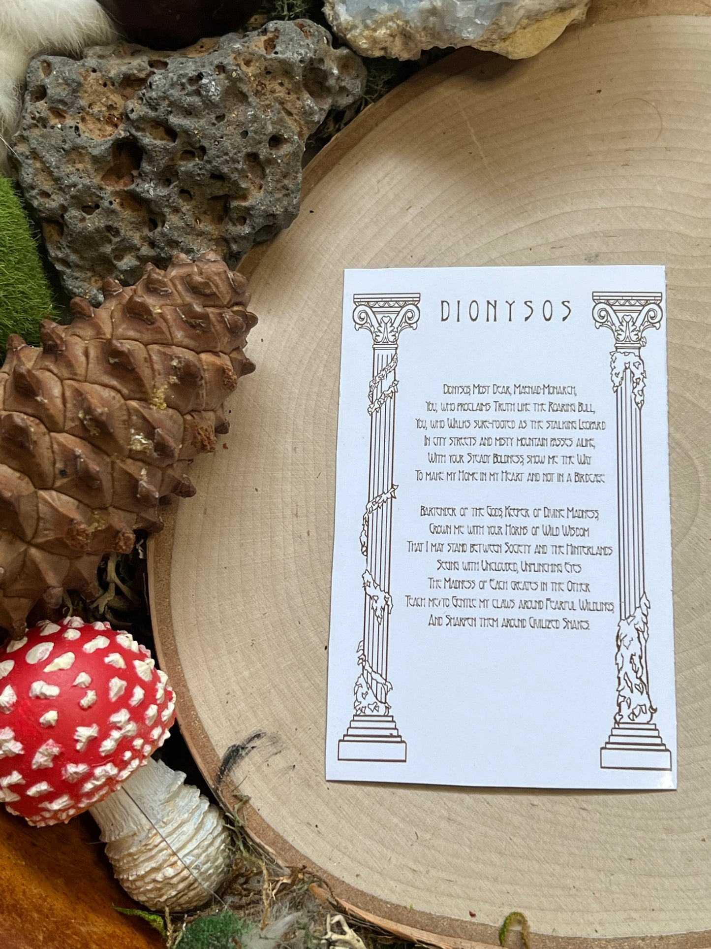 Dionysos Prayer Card