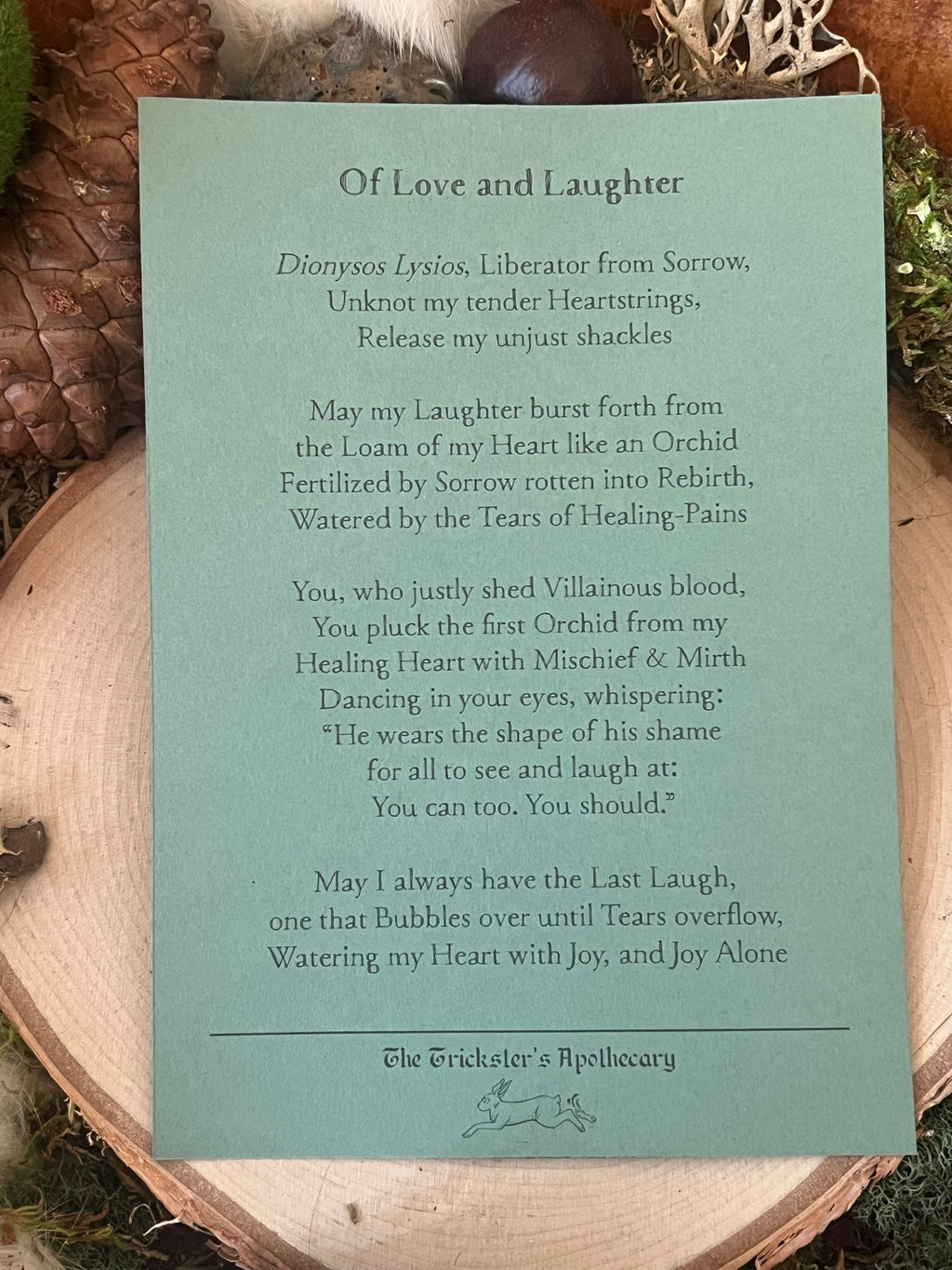 Last Laugh Prayer Cards - Dionysos Lysios and the Orchid