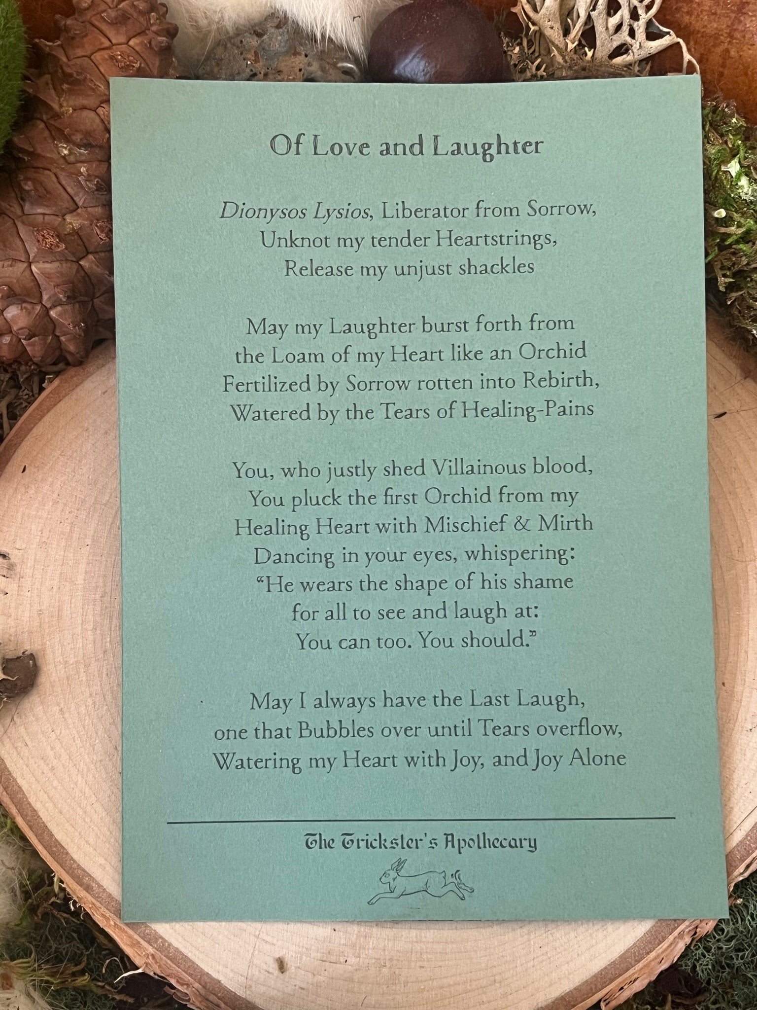 Last Laugh Prayer Cards - Dionysos Lysios and the Orchid