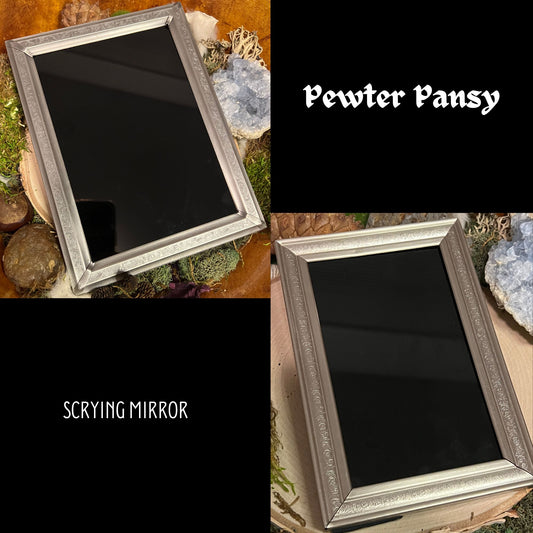 Pewter Pansy - Queer Ancestor Scrying Mirror