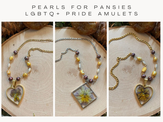 Pearls for Pansies - LGBTQ+ Pride Amulet Necklaces