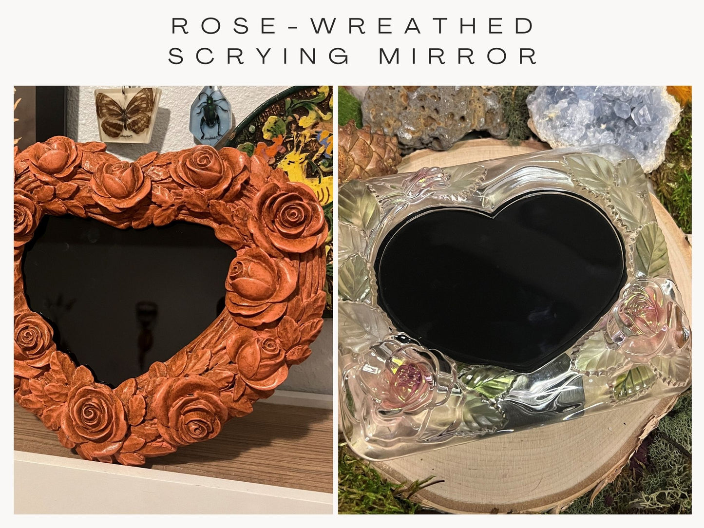 Rose-Wreathed Heart Scrying Mirror